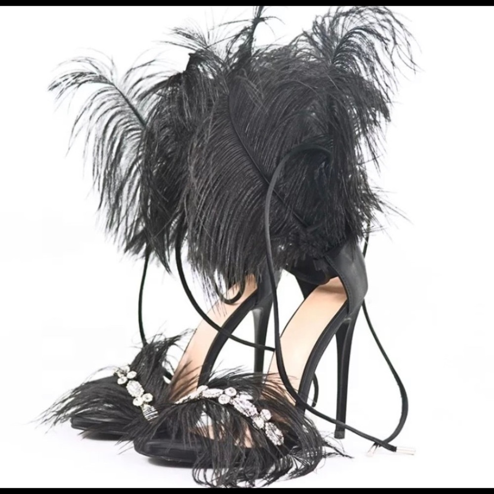 High fashion feather heel